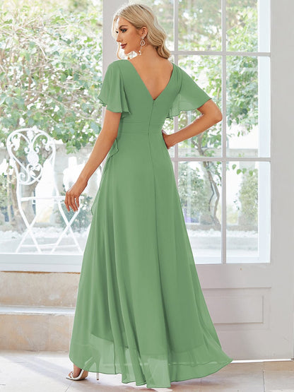 ever OREE|Ruffles Sleeve V-Neck Chiffon Bridesmaid Dress