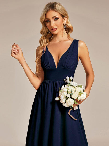 Elegant High-Low Sleeveless Empire Waist Bridesmaid Dress