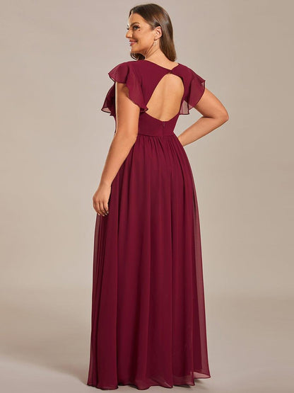 pretty LILYANA|Plus Size Chiffon Pleated A-Line Back Cutout Bridesmaid Dress