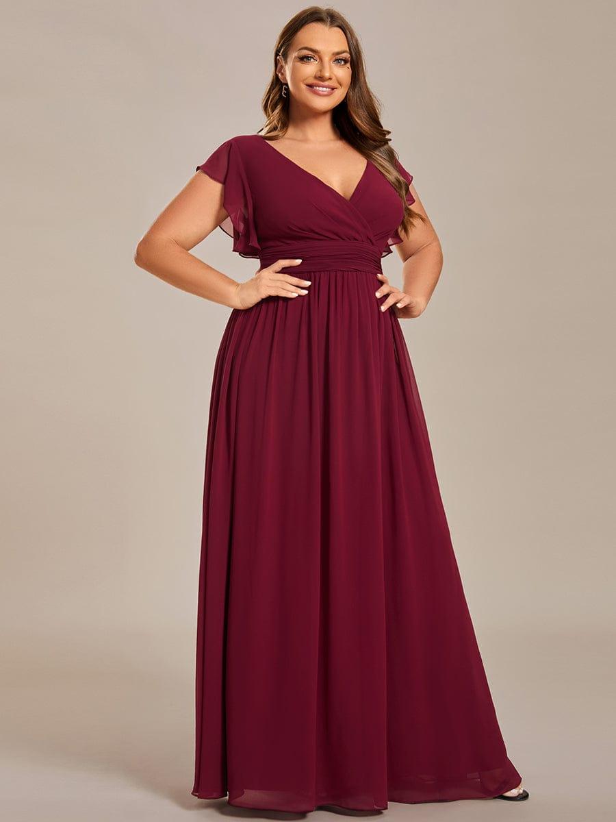 pretty LILYANA|Plus Size Chiffon Pleated A-Line Back Cutout Bridesmaid Dress