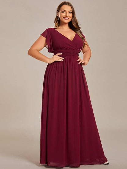 pretty LILYANA|Plus Size Chiffon Pleated A-Line Back Cutout Bridesmaid Dress