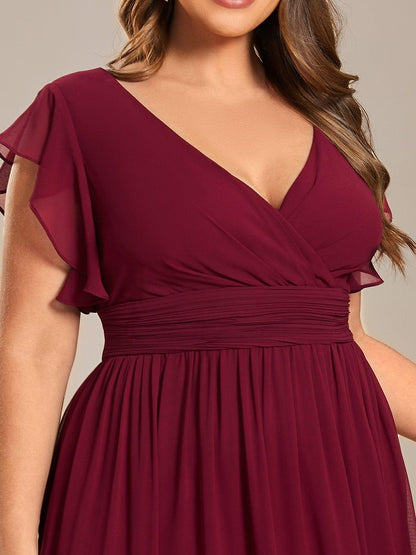 pretty LILYANA|Plus Size Chiffon Pleated A-Line Back Cutout Bridesmaid Dress