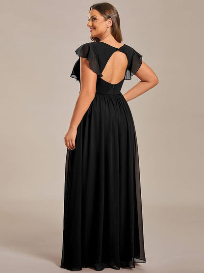 pretty LILYANA|Plus Size Chiffon Pleated A-Line Back Cutout Bridesmaid Dress