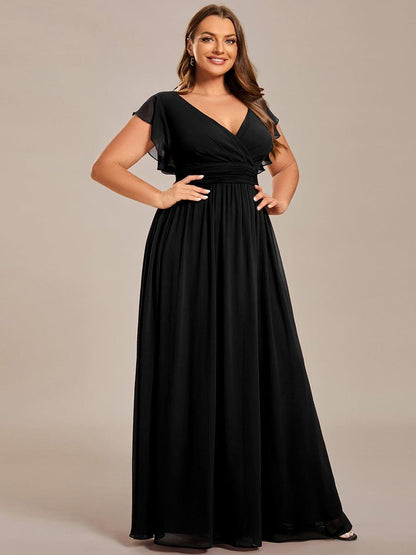 pretty LILYANA|Plus Size Chiffon Pleated A-Line Back Cutout Bridesmaid Dress