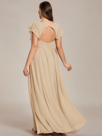 pretty LILYANA|Plus Size Chiffon Pleated A-Line Back Cutout Bridesmaid Dress