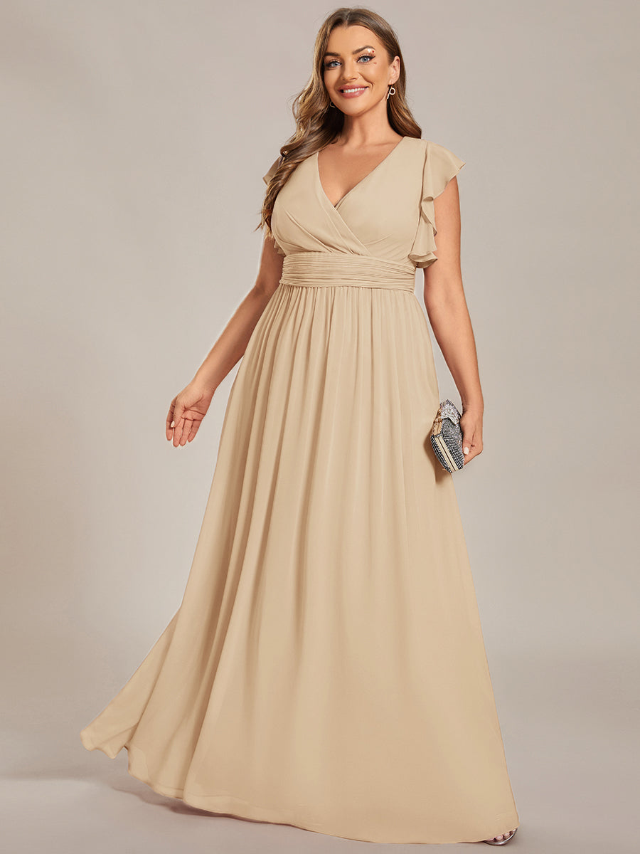 pretty LILYANA|Plus Size Chiffon Pleated A-Line Back Cutout Bridesmaid Dress