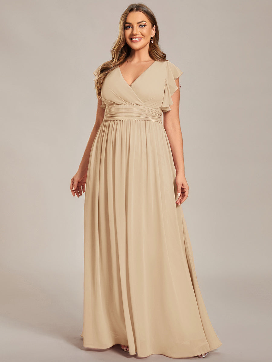 pretty LILYANA|Plus Size Chiffon Pleated A-Line Back Cutout Bridesmaid Dress