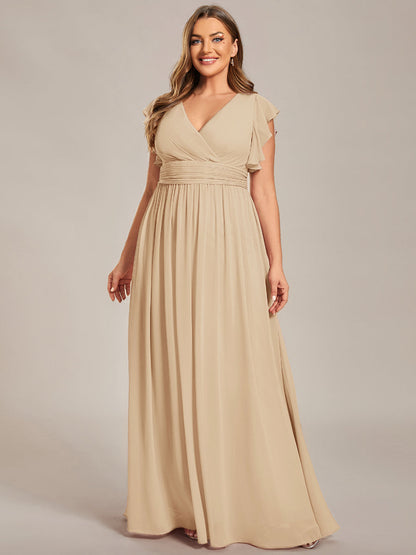 pretty LILYANA|Plus Size Chiffon Pleated A-Line Back Cutout Bridesmaid Dress