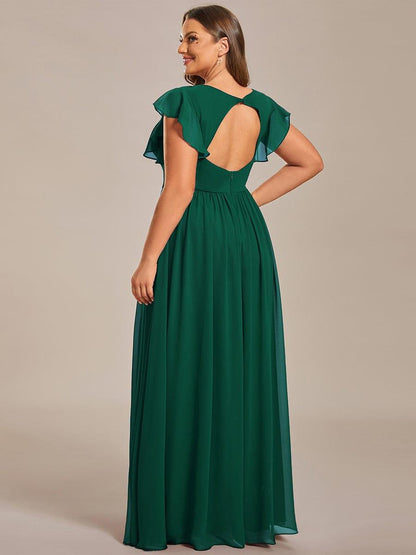 pretty LILYANA|Plus Size Chiffon Pleated A-Line Back Cutout Bridesmaid Dress
