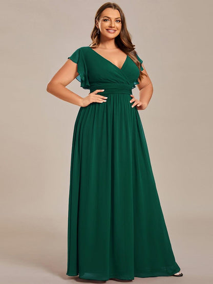 pretty LILYANA|Plus Size Chiffon Pleated A-Line Back Cutout Bridesmaid Dress