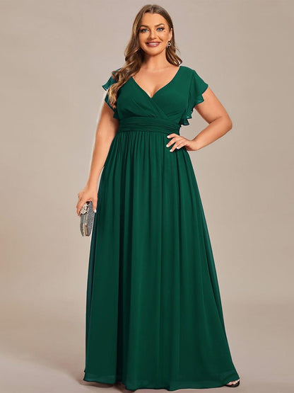 pretty LILYANA|Plus Size Chiffon Pleated A-Line Back Cutout Bridesmaid Dress