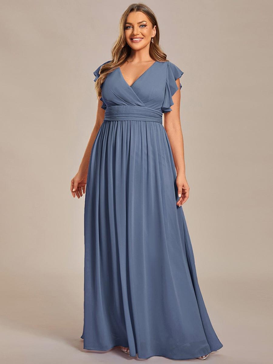 pretty LILYANA|Plus Size Chiffon Pleated A-Line Back Cutout Bridesmaid Dress