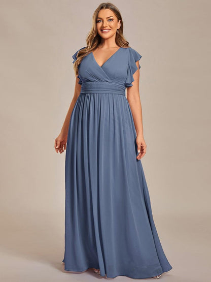 pretty LILYANA|Plus Size Chiffon Pleated A-Line Back Cutout Bridesmaid Dress