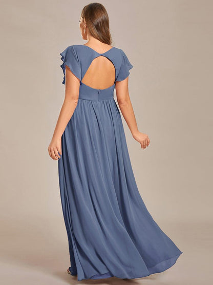 pretty LILYANA|Plus Size Chiffon Pleated A-Line Back Cutout Bridesmaid Dress