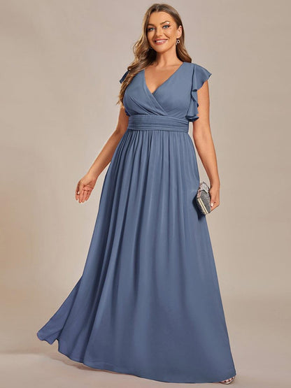 pretty LILYANA|Plus Size Chiffon Pleated A-Line Back Cutout Bridesmaid Dress