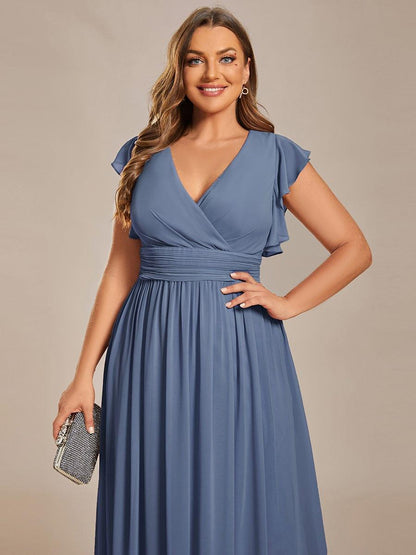 pretty LILYANA|Plus Size Chiffon Pleated A-Line Back Cutout Bridesmaid Dress