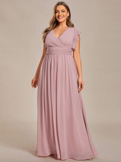 pretty LILYANA|Plus Size Chiffon Pleated A-Line Back Cutout Bridesmaid Dress
