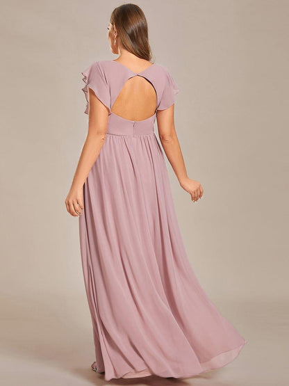 pretty LILYANA|Plus Size Chiffon Pleated A-Line Back Cutout Bridesmaid Dress