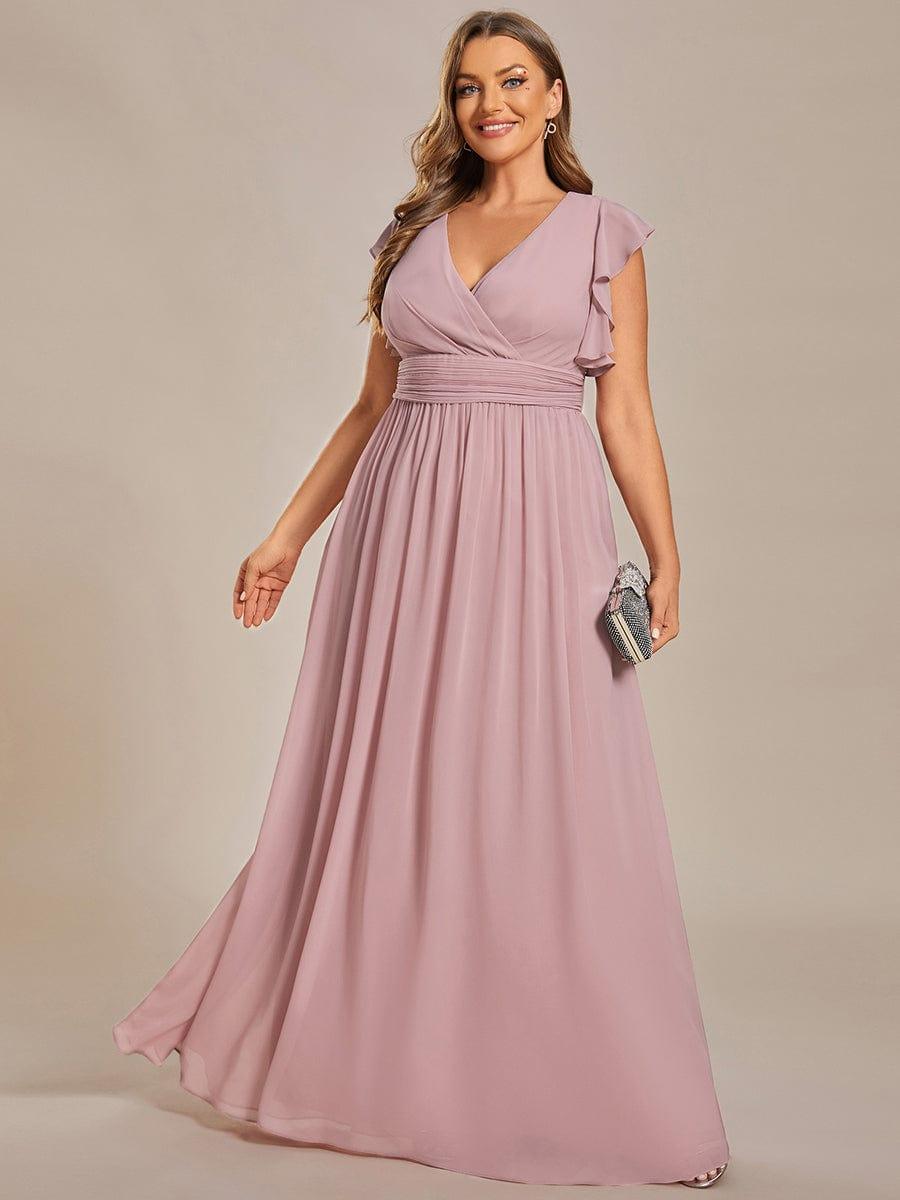 pretty LILYANA|Plus Size Chiffon Pleated A-Line Back Cutout Bridesmaid Dress