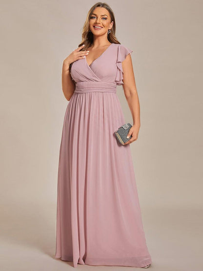 pretty LILYANA|Plus Size Chiffon Pleated A-Line Back Cutout Bridesmaid Dress