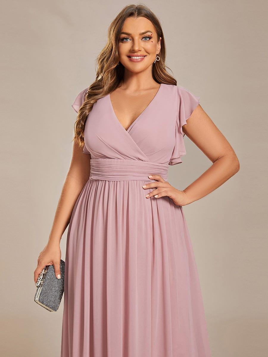 pretty LILYANA|Plus Size Chiffon Pleated A-Line Back Cutout Bridesmaid Dress