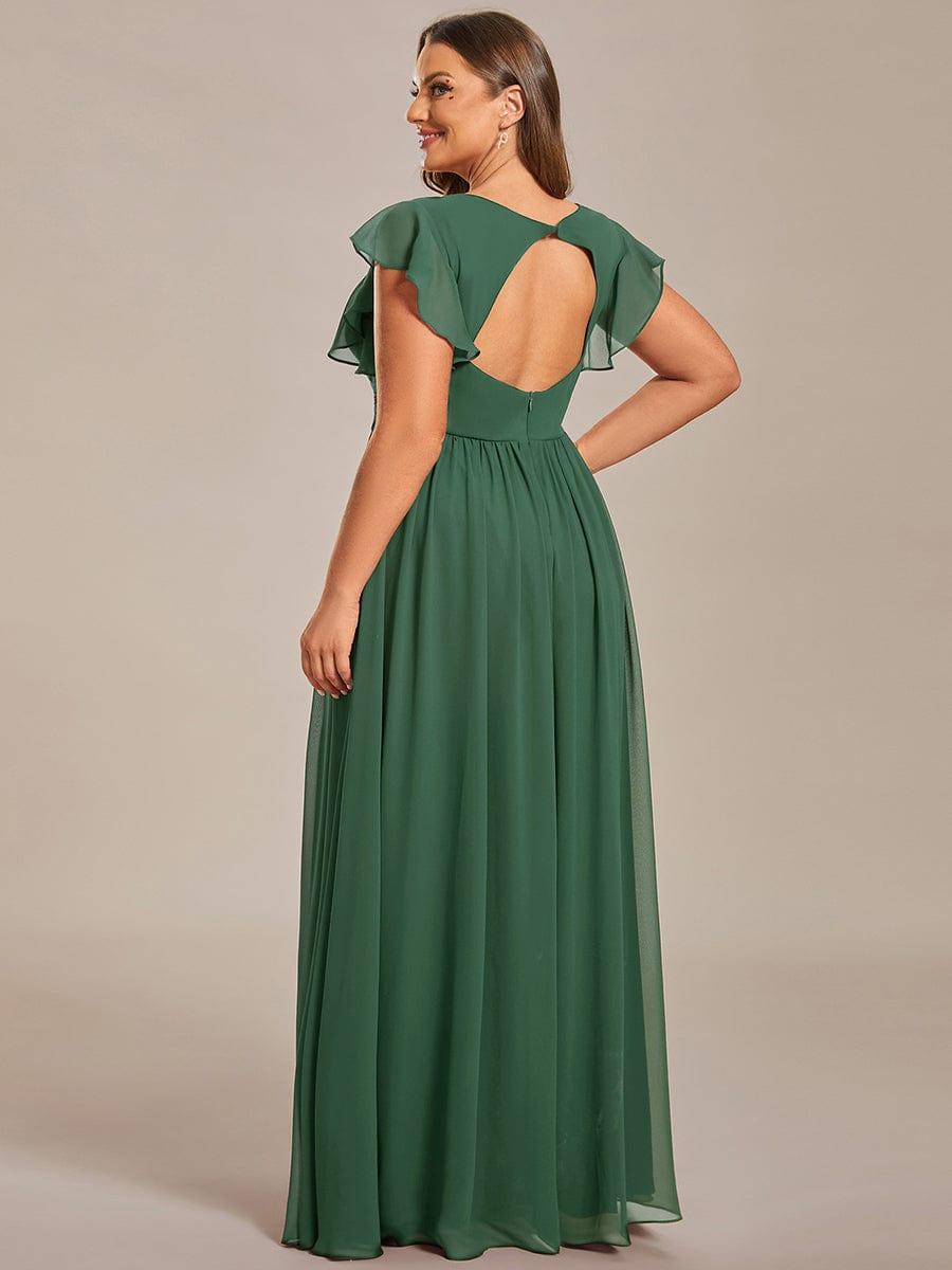 pretty LILYANA|Plus Size Chiffon Pleated A-Line Back Cutout Bridesmaid Dress
