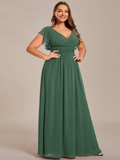 pretty LILYANA|Plus Size Chiffon Pleated A-Line Back Cutout Bridesmaid Dress