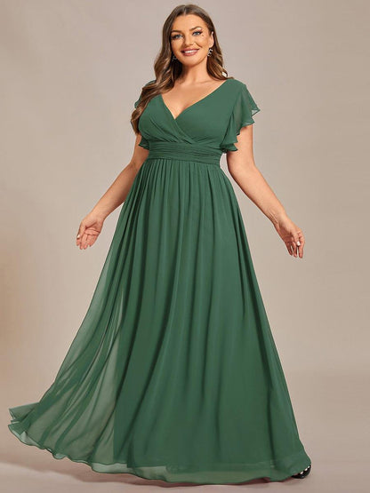 pretty LILYANA|Plus Size Chiffon Pleated A-Line Back Cutout Bridesmaid Dress
