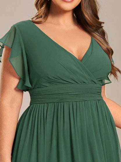 pretty LILYANA|Plus Size Chiffon Pleated A-Line Back Cutout Bridesmaid Dress