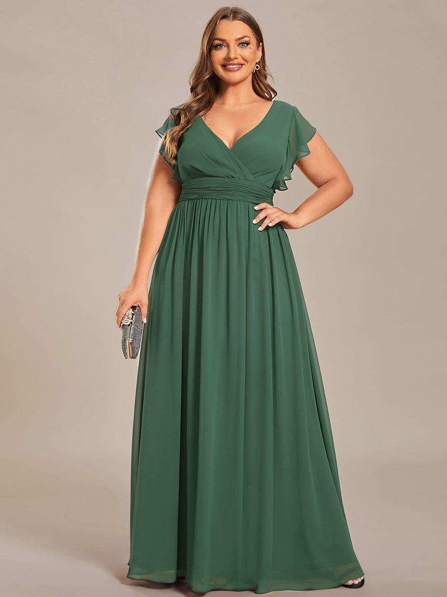 pretty LILYANA|Plus Size Chiffon Pleated A-Line Back Cutout Bridesmaid Dress