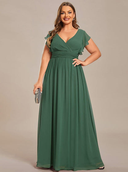 pretty LILYANA|Plus Size Chiffon Pleated A-Line Back Cutout Bridesmaid Dress