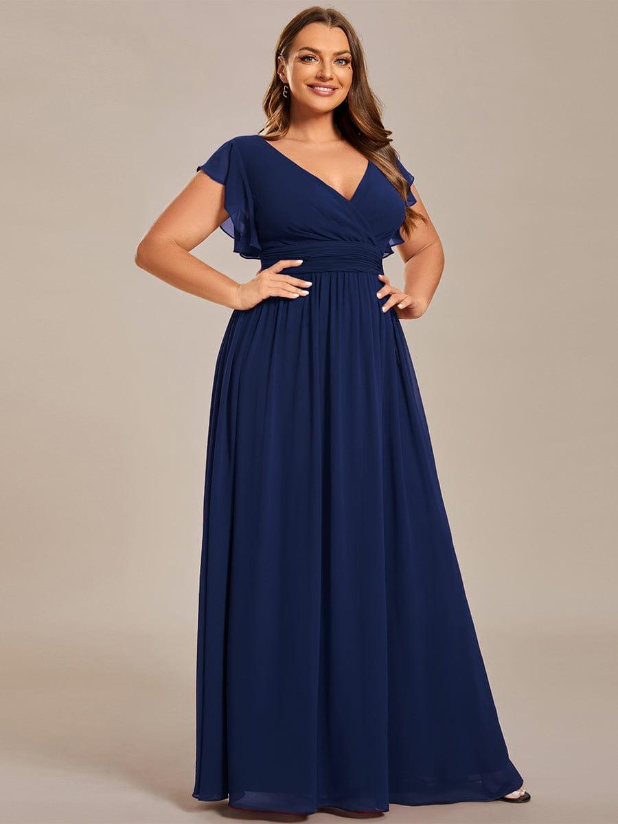 pretty LILYANA|Plus Size Chiffon Pleated A-Line Back Cutout Bridesmaid Dress