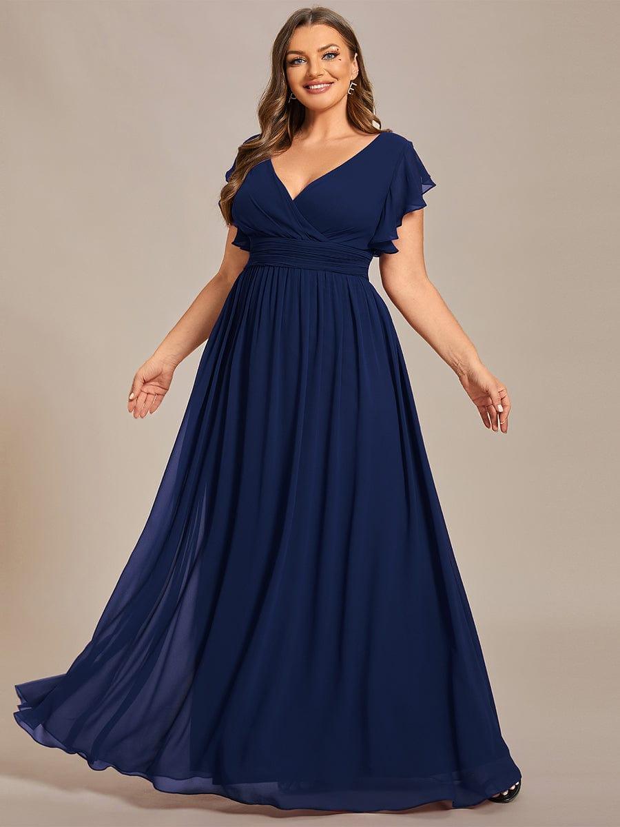 pretty LILYANA|Plus Size Chiffon Pleated A-Line Back Cutout Bridesmaid Dress