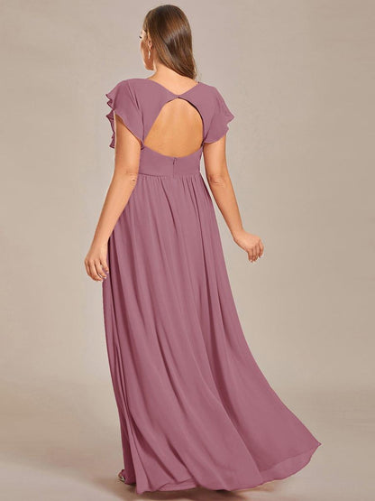 pretty LILYANA|Plus Size Chiffon Pleated A-Line Back Cutout Bridesmaid Dress