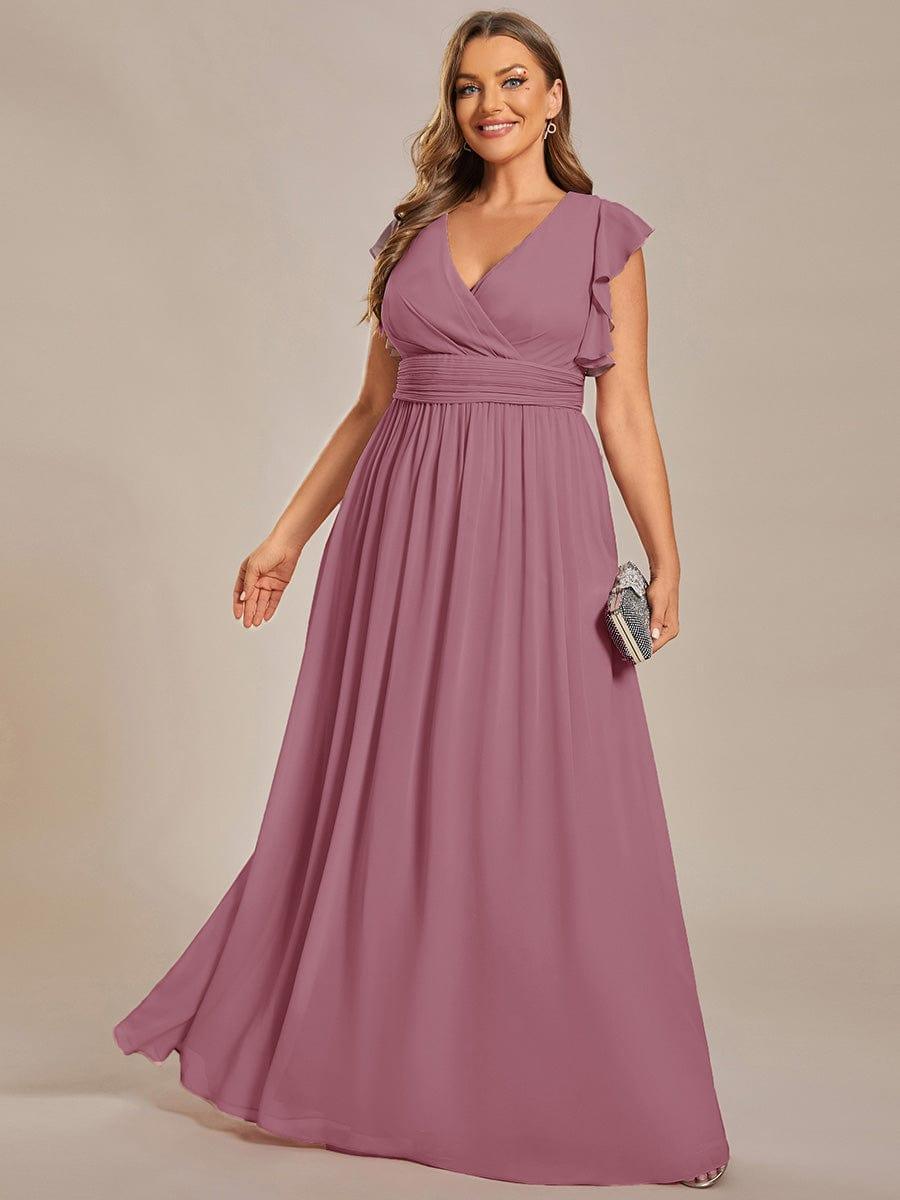 pretty LILYANA|Plus Size Chiffon Pleated A-Line Back Cutout Bridesmaid Dress