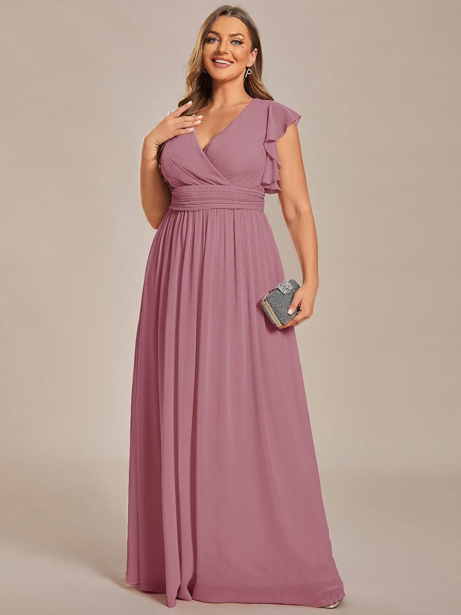 pretty LILYANA|Plus Size Chiffon Pleated A-Line Back Cutout Bridesmaid Dress