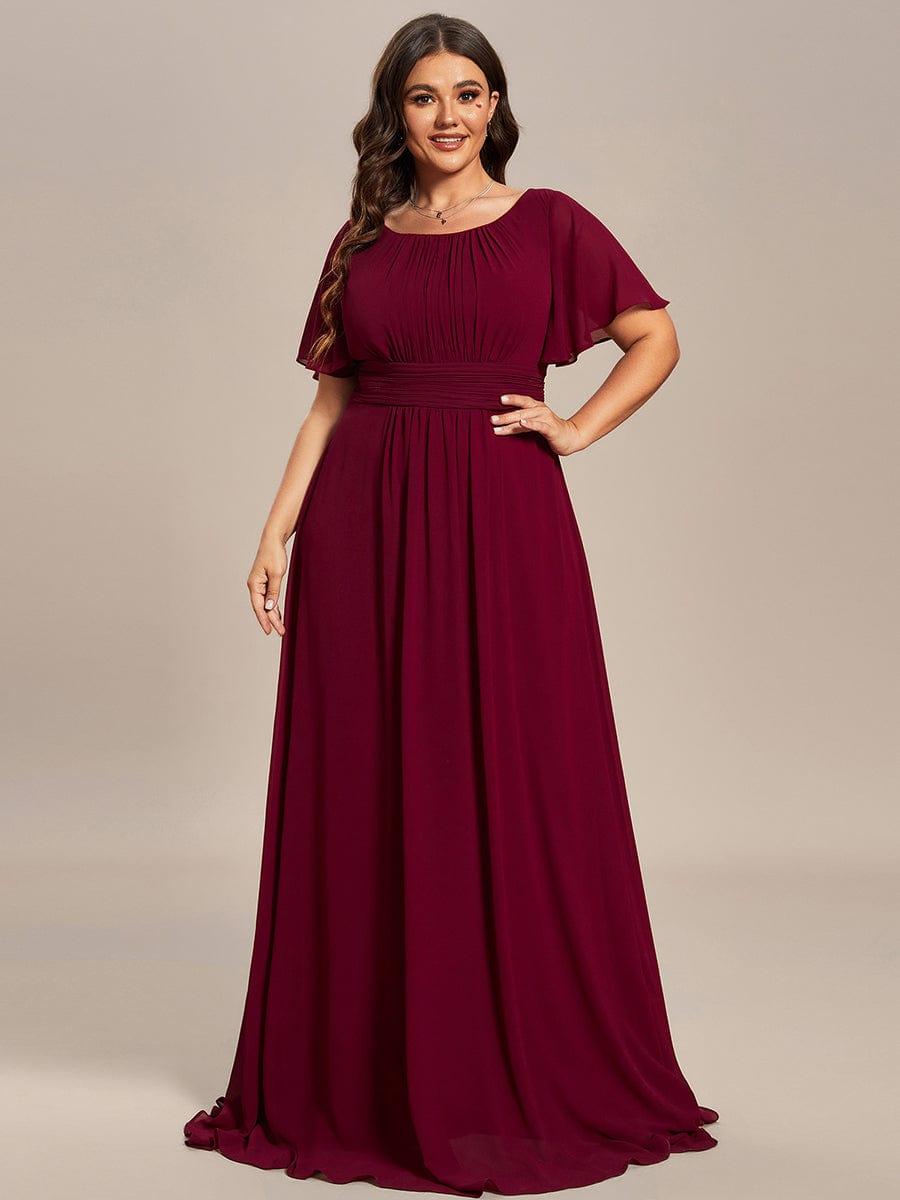 pretty KIMORA|Plus Size Simple Chiffon Pleated A-Line Bridesmaid Dress