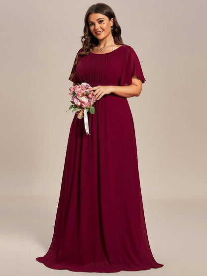 pretty KIMORA|Plus Size Simple Chiffon Pleated A-Line Bridesmaid Dress