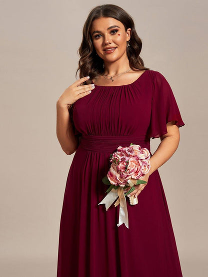 pretty KIMORA|Plus Size Simple Chiffon Pleated A-Line Bridesmaid Dress