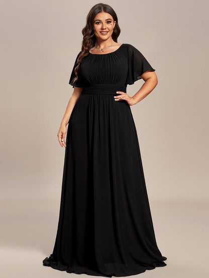 pretty KIMORA|Plus Size Simple Chiffon Pleated A-Line Bridesmaid Dress