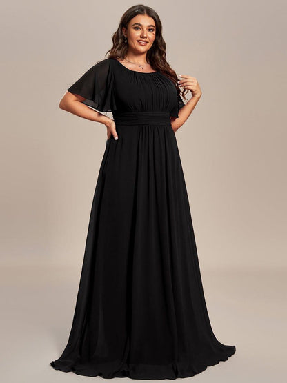 pretty KIMORA|Plus Size Simple Chiffon Pleated A-Line Bridesmaid Dress