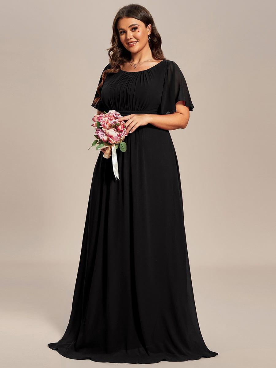 pretty KIMORA|Plus Size Simple Chiffon Pleated A-Line Bridesmaid Dress
