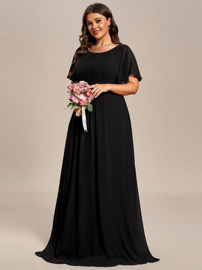 pretty KIMORA|Plus Size Simple Chiffon Pleated A-Line Bridesmaid Dress