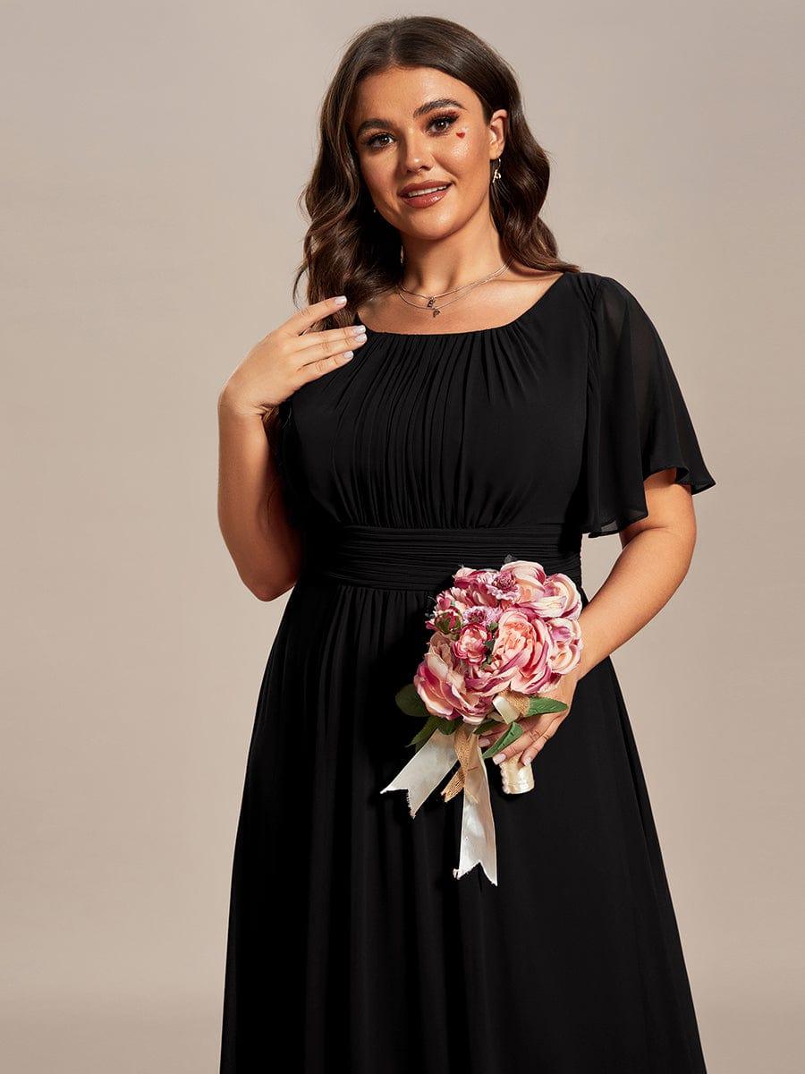 pretty KIMORA|Plus Size Simple Chiffon Pleated A-Line Bridesmaid Dress