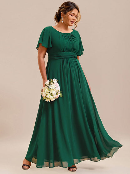 pretty KIMORA|Plus Size Simple Chiffon Pleated A-Line Bridesmaid Dress