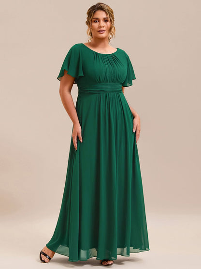 pretty KIMORA|Plus Size Simple Chiffon Pleated A-Line Bridesmaid Dress