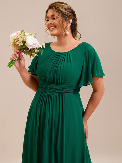 pretty KIMORA|Plus Size Simple Chiffon Pleated A-Line Bridesmaid Dress