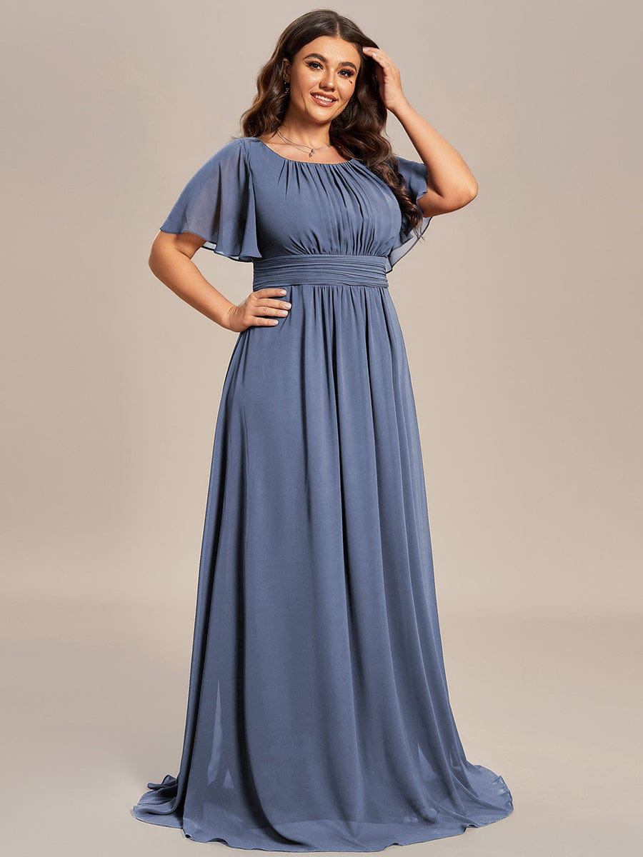 pretty KIMORA|Plus Size Simple Chiffon Pleated A-Line Bridesmaid Dress