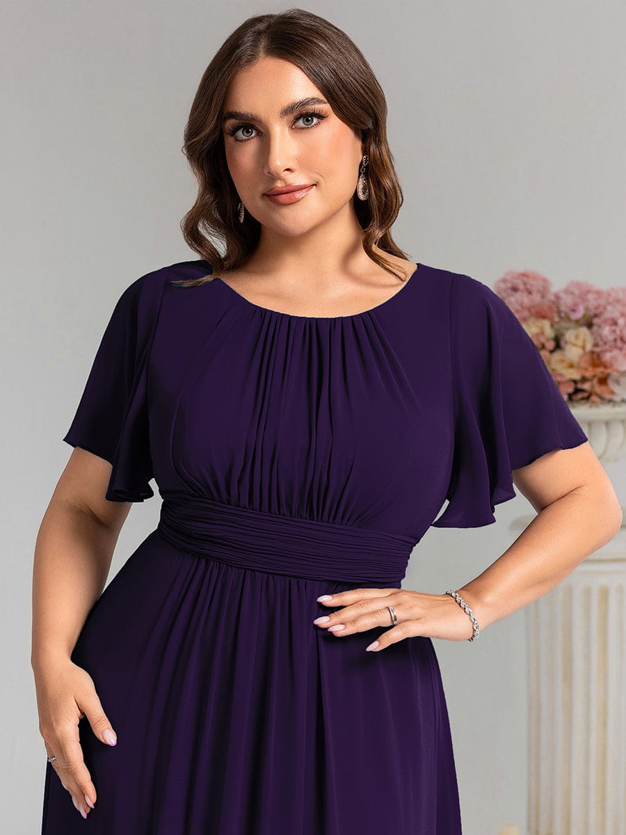 pretty KIMORA|Plus Size Simple Chiffon Pleated A-Line Bridesmaid Dress