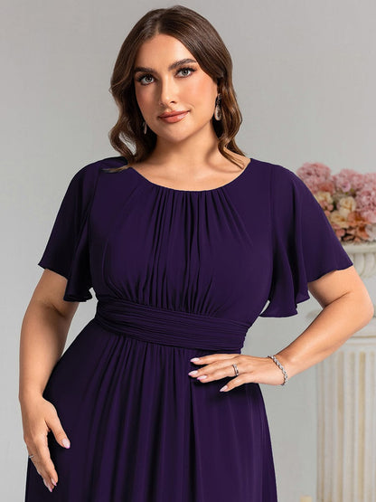 pretty KIMORA|Plus Size Simple Chiffon Pleated A-Line Bridesmaid Dress